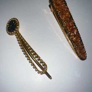 Chic Gold and Black Hair Clip Duo